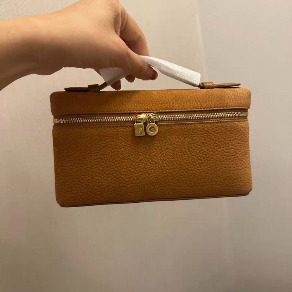 Loro Piana Caramel Particle Pattern Small Box Handbag